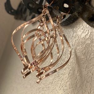 **JEWELRY BUNDLE SALE ** Rose gold toned swirl movement dangle formal earrings